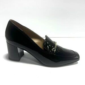 Naturalizer Glossy Black Heeled Loafers